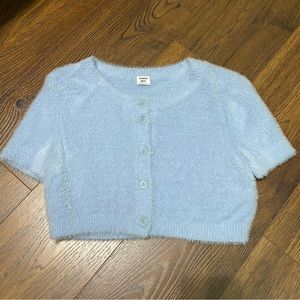 ARITZIA XS Cropped Light Blue Fuzzy Sweater